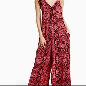 Free People Red Snakeskin Jumpsuit